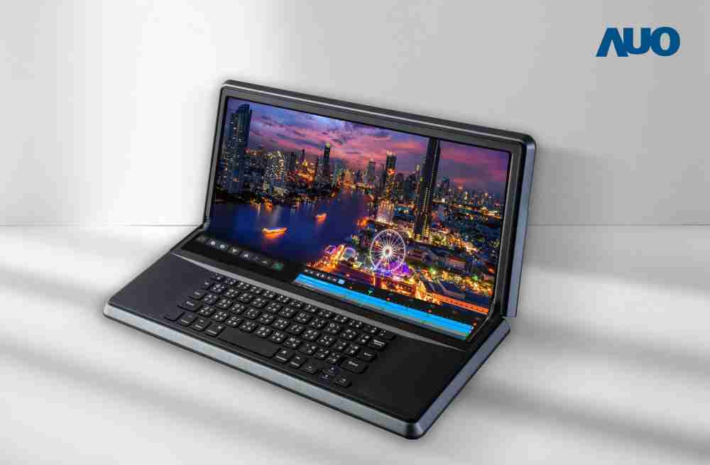 人生就是博14.6吋Micro LED折迭显示屏幕，，，，搭配半径4mm的弯折绞炼，，，，以及高画素、、高亮度、、、、高对比度的显示技术特点，，，，即便在大视角下仍保有绝佳色相与亮度