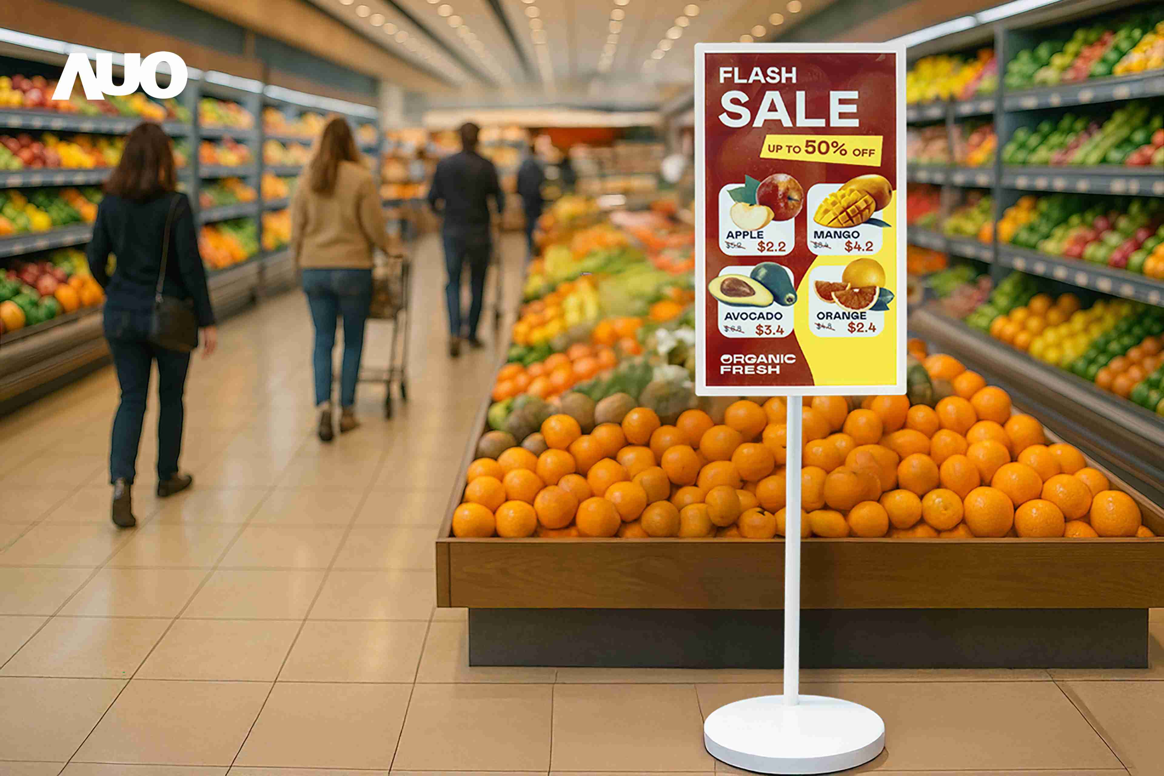 达擎首亮相低功耗、、全彩的〝aecoPost电子纸解决方案〞，，，，仅在更新画面时需要微量的电力驱动，，，无需布建电线的便捷设计，，使其可灵活应用、、、、随意置放，，，并可透过云端或行动装置app，，，，轻松管理及排程广告内容，，晋升店头营销利器。。。。